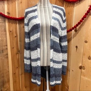 Style & Co Blue and White Striped Cardigan